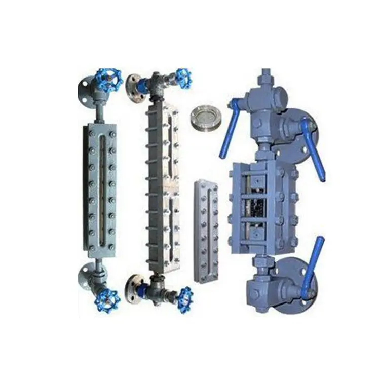 Plate level gauge glass for high-temp acidic esterification reactors